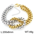 Two-tone gold and silver stainless steel thick link chain bracelet with lobster clasp - 6mm Two-tone Bracelet (KB206186-Z)
