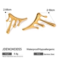 Detailed size specifications of waterproof gold dripping earrings in stainless steel - Lava Drip Style (JDEW2403055)