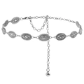 Cadena de cintura vintage de metal plateado con placas ovaladas grabadas y mosquetón - Plata Antigua