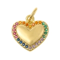 Gold heart pendant with colorful crystals and a small loop for DIY jewelry necklaces - Heart - Gold/Rainbow