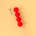 Red matte sphere cake topper set with four 1.9cm beads for birthday decoration - Large Candied Haw B