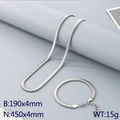 Minimalist silver stainless steel snake chain necklace and bracelet jewelry set - 4mm Set (KS221632-GC)