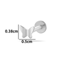 Silver G23 titanium labret stud with tiny butterfly top and 5mm flat back bar - Butterfly (T2512-3#) / Silver