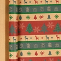 Roll of kraft wrapping paper with reindeer and Christmas tree patterns for gift packing - Horizontal Christmas Tree