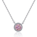 Collana in argento sterling S925 con pendente halo tondo e moissanite rosa da 1 carato - Rosa