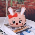 Pink rabbit cartoon shoulder bag for girls with cute ears and bowknot strap - Pink