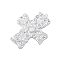 Ciondolo a croce hip-hop in metallo argento con cinque gemme trasparenti incastonate - Croce con intarsio in zirconia / Oro Bianco