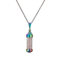 Rainbow stainless steel perfume bottle pendant necklace with pink crystal stones - Rose Quartz Gravel