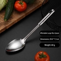 Polished stainless steel long rice spoon, size 29.8x7.3cm with hanging hole design - Standard Style Long Rice Spoon (0.6mm)