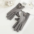 Gants d'hiver gris thermique en fourrure de lapin pour femme avec pompons et fonction tactile - Boule de Vison Femme - Poil de Lapin Gris