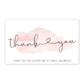 Pink watercolor thank you card for supporting small business with elegant script heart - K-27/Pink Watercolor