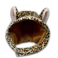 Leopard print pet hat with animal ears and mesh lining featuring velcro closure - Leopard Print