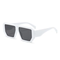 Retro oversized square sunglasses with white geometric frame and dark lenses for women - C4 White Frame Black Gray Lens