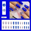 Kit de faux ongles ballerine papillon bleu de forme cercueil et de grande longueur - W511 Papillon Bleu Elfe (Avec Colle)