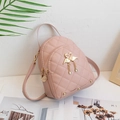 Pink quilted mini backpack with gold swan heart pendant and detachable shoulder strap - Pink