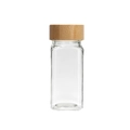 Square glass spice jar 120ml with an acacia wood lid shown on white background - 120ml Bamboo Lid Glass Bottle