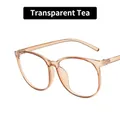 Lunettes anti-lumière bleue surdimensionnées marron thé transparent avec monture ronde - Bleu foncé