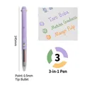 Purple 3-in-1 multi-color retractable ballpoint pen with 0.5mm purple green orange ink - Single/Tea Aesthetic 3-Color 94