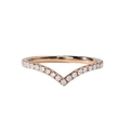 Elegante anello in argento S925 a forma di V oro rosa con pavé di moissanite scintillante - US 5 / Oro rosa