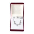 Silver bracelet with five purple gems in a luxury wine red velvet gift box - Outer Wine Red Inner White (EVA Base)