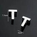 Silver stainless steel 3D alphabet T pendant showing 7.5mm height and 5mm width details - Silver-Letter T