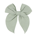 5.4-inch light green jacquard cotton bow hair clip with textured fabric for girls - Light Green (88)