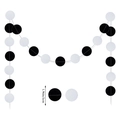 Classic black and white paper circle garland decoration with 1.96-inch round dots - Polka Dot Garland / Black and Gray