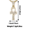 Detailed size and weight view of iced out Ankh cross pendant with golden twist rope chain - PDT019G-Pendant Only (Without Chain)