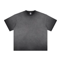 Washed grey cotton T-shirt with vintage distressed texture in a loose fit - S / T-Shirt - Washed Carbon Grey