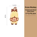 Cute cartoon monkey wood pulp cotton sponge for kitchen cleaning yellow stripe design - Lying Monkey