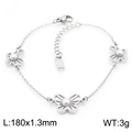 Silver stainless steel butterfly bracelet with central shell pearls and lobster clasp - Bracelet / Steel