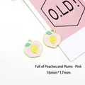 Pink peach enamel alloy charms with gold finish for DIY jewelry making 16mm x 17mm - Peach (Light Pink)