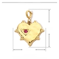 Golden heart pendant with red rhinestone in stainless steel measuring 18mm by 22mm - YF281-4-Red Stone Heart