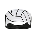 Detail of white elastic sports headband featuring a black volleyball texture pattern - Volleyball with Black Back