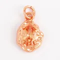 Rose gold plated pendant with oval orange zircon and irregular fluid metal frame - L229092-Champagne Rose Gold