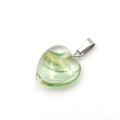 20mm heart-shaped green and yellow glass pendant with polished metal bail - Artistic Crystal Yellow Green