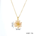 Collar de girasol dorado con pétalos de circón rosa, medidas 22,7 mm y peso total de 4,5 g - Circón Rosa Dorado