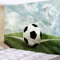 Detailed soccer tapestry showing a giant football on a green field with blue sky background - 150x130cm / Pattern 2-Sky Field Soccer