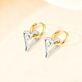Minimalist gold hoop earrings with silver irregular heart pendants in mixed metal style - Hollow Heart / Two-tone Type A