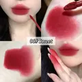 Matte finish lip mud in shade 06 Sweet, deep red velvet texture lip glaze swatch - 06# Strawberry Red