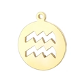 Golden Aquarius zodiac pendant featuring an intricate hollowed-out constellation design - Gold Aquarius (KLJ4500-Z)