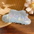 Iridescent pearl white cloud-shaped hair claw clip with a shimmering pearlescent finish - Cloud 10.5cm / Iridescent Blue