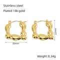 Irregular textured heart earrings in 18k gold plated stainless steel finish - 18k Gold Plated Stainless Steel / Gold Irregular Flow Style (1324)
