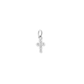 S925 sterling silver cross pendant with six polished beads for DIY jewelry making - Minimalist Beaded Cross (1#) / White Gold