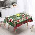 Festive red and green Christmas tablecloth with Santa, snowman, and reindeer patterns - TQZB02-9 Christmas Characters