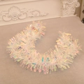 Iridescent 180cm Christmas tinsel garland with colorful holographic rainbow laser finish - Sequin Style / White