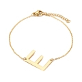 Minimalist gold stainless steel bracelet featuring a stylish letter E pendant charm - Letter E(KB116133-K)