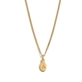 Polished gold stainless steel necklace with an oval pendant featuring engraved letter A - Necklace + Pendant A