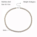 Two-tone silver and gold beaded stainless steel necklace with 6mm beads and extender chain - Gold Silver Two-tone Stainless Steel Ball Necklace 6mm (KN238530-Z)