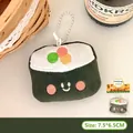 Cute plush sushi keychain in dark green with seaweed wrap and embroidered face detail - Charm / 2# Seaweed Sushi Doll Keychain